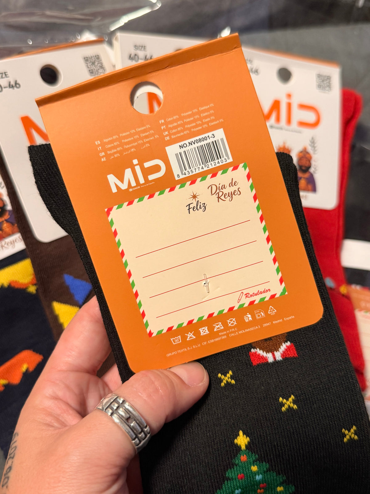 MiD Calcetín Algodón para Mujer y Hombre Diseño Reyes Magos Regalo Ideal para el Día de Reyes - La Pampa Triana