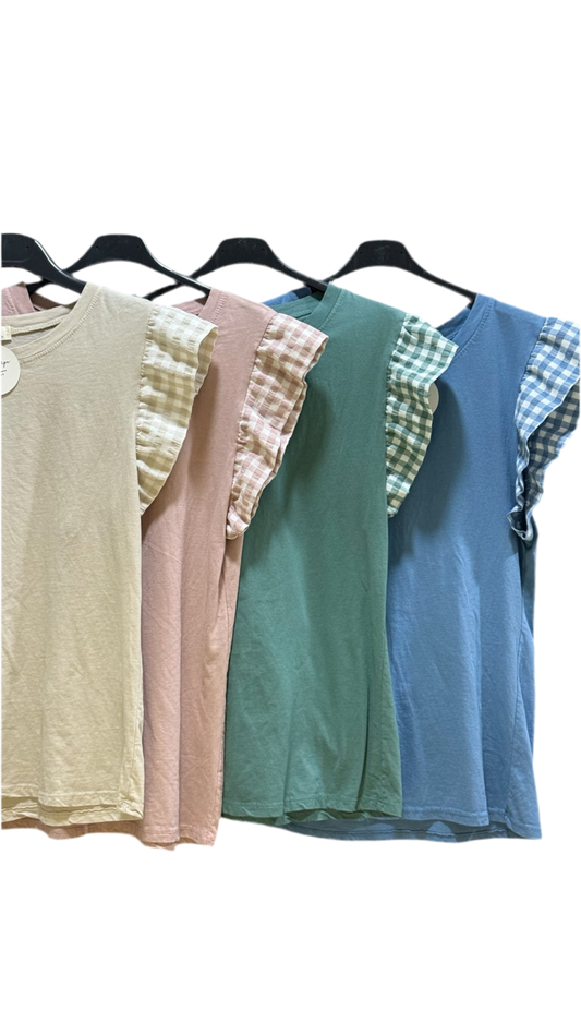 Camiseta Vichy Cuadros con Volante - La Pampa Triana