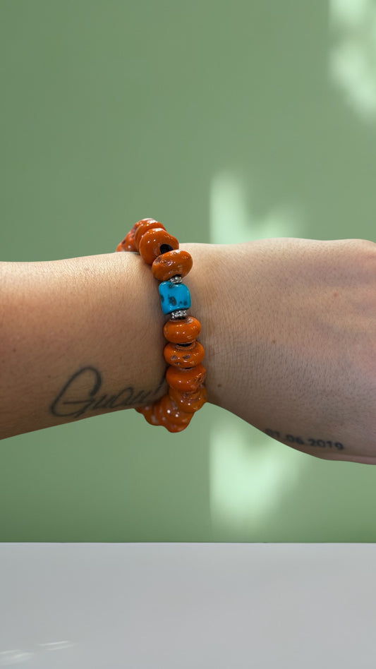 Pulsera Coral y Turquesa – Estilo boho, elegante y colorida - La Pampa Triana