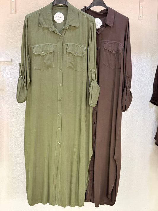 Vestido camisero safari