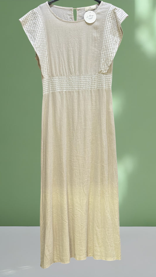 Vestido vichy beige
