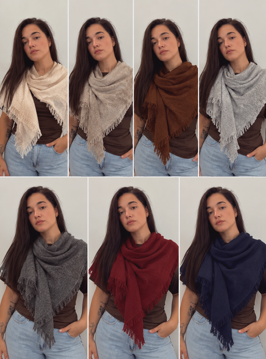 Chal boho de flecos cashmere varios colores - La Pampa Triana