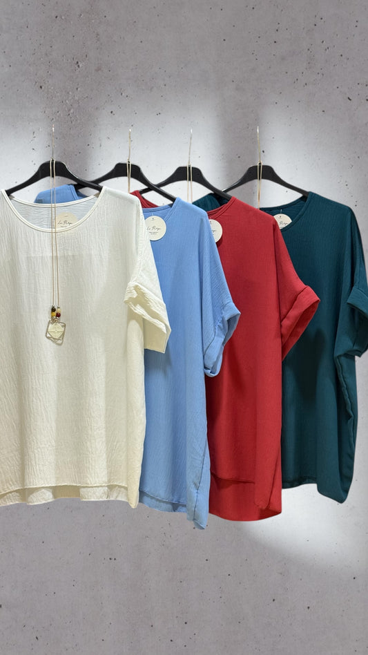 Blusa Curvy Cuello Redondo con Collar – Elegancia y comodidad para tallas grandes - La Pampa Triana